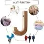 WINGOFFLY Decorative Wooden Hanging Coat Hat Hooks Modern Clothes Wall-Mounted Hanger Rack for Room Decor, Nature