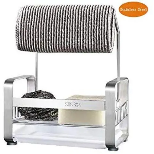 TuuTyss Stainless Steel Sink Caddy Sink Organizer,Holds Sponge for Kitchen Sink with Dish Cloth Hanger Soap Holder Rack TuuTyss Stainless Steel Sink Caddy Sink Organizer,Holds Sponge for Kitchen Sink with Dish Cloth Hanger Soap Holder Rack