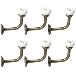 uxcell 6pcs Curtain Tieback Hooks Zinc Alloy Curtain Drapery Window Holdback Wall Hook Clothes Hanger, Bronze Tone