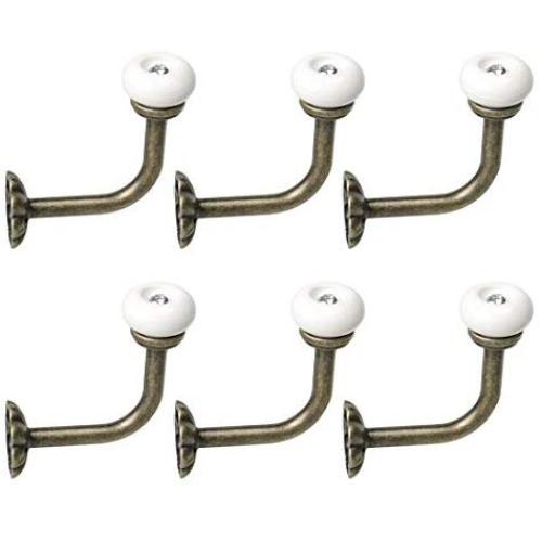 uxcell 6pcs Curtain Tieback Hooks Zinc Alloy Curtain Drapery Window Holdback Wall Hook Clothes Hanger, Bronze Tone
