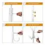 INTEY Standing Coat Rack 11 Hooks Hanger Holder Hooks for Dress Jacket Hat and Umbrella Tree Stand Base Metal, White