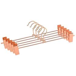 Jetdio Metal Heavy Duty Pants Skirt Slack Hangers,Trousers Hangers with Two Adjustable Non Slip Clips Hanger Rack Swivel Hook, 12 Pack, Copper Gold