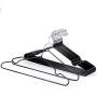 Metal Hanger Non-Slip Suit Coat Hangers Chrome and Black Friction, Suit Hangers, Pants Hangers, Metal Clothes Hanger with Rubber Coating, 16 Inches Wide, Set of 20 (Black)