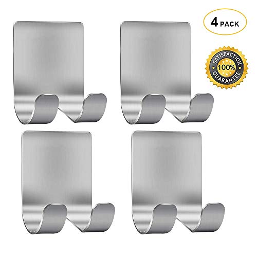 Multi Purpose Deluxe Razor Holder for Shower, Self Adhesive Hooks Plug Holder Shaver Hook Hanger Stand Heavy Duty Stainless Steel Wall Sticky Hooks for Razor, Plug, Keys, Kitchen Utensils, Towel, Robe