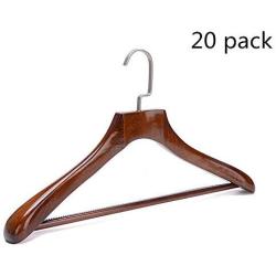 Clothes Hangers Set, 20 Pack Wooden Hanger Pants Strong Premium Wooden Coat Hangers Suit Hangers Saving Clothing Hangers Suit Clothes Hangers Closet Clothing Organiser ( Color : Brown , Size : 45cm )