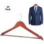 Bartnelli Suit Hangers with Non-Slip Bar for Pants, Jeans and Trousers ? Solid Wooden Jacket and Coat Hangers with Chrome Swivel Hook ? Polished Cherry Finish- Pack of 20