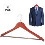 Bartnelli Suit Hangers with Non-Slip Bar for Pants, Jeans and Trousers ? Solid Wooden Jacket and Coat Hangers with Chrome Swivel Hook ? Polished Cherry Finish- Pack of 20