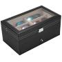 Taocca Leather 12 Piece Eyeglasses Storage and Sunglass Glasses Display Drawer Lockable Case Organizer,Sunglass Glasses Storage Holder Boxes Trays,Gift for Him Her,Black,34 x 19 x 15 cm (L x W x H)
