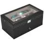 Taocca Leather 12 Piece Eyeglasses Storage and Sunglass Glasses Display Drawer Lockable Case Organizer,Sunglass Glasses Storage Holder Boxes Trays,Gift for Him Her,Black,34 x 19 x 15 cm (L x W x H)