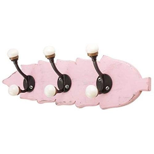 Indianshelf Handmade 2 Artistic Vintage Pink Wooden Double Loop Clothes Hooks Hangers/Wall Hooks for Kids