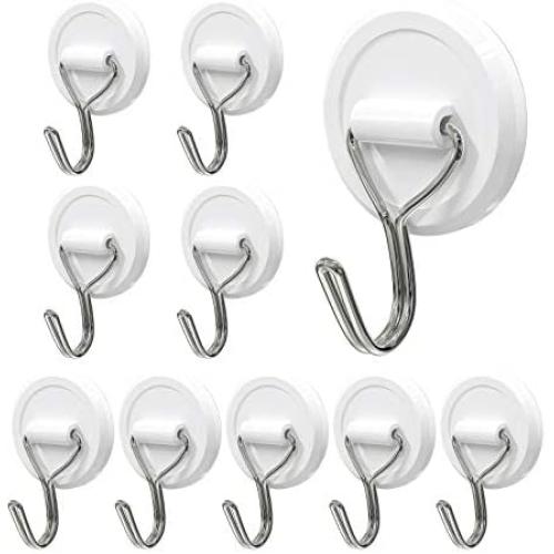 Znben Hooks Heavy Duty Adhesive Wall Hooks 13LB Plastic Sticky Hook Waterproof and Oil Proof for Kitchen Bathroom Ceiling Office Window White 10 Pack