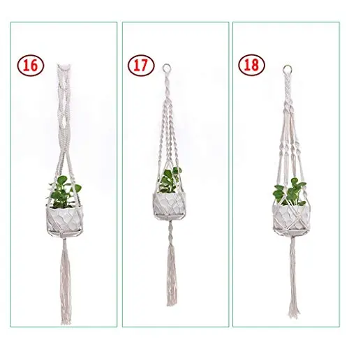 Flosky 3pcs Handmade Macrame Plant Hanger Indoor Outdoor Rope Hanging Basket Net Pot Flosky 3pcs Handmade Macrame Plant Hanger Indoor Outdoor Rope Hanging Basket Net Pot