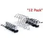 12 Quality Pants Hangers Heavy Duty Add-on Skirt/Slack Metal Hanger, Extra Wide Adjustable Clips, Multi Stackable Add on Hangers, Chrome, Jeans, Bottoms (12)