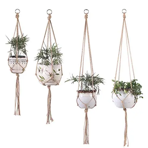 Flosky 4pcs Braided Macrame Plant Hanger Hanging Basket Flowerpot Holder Garden Decor Flosky 4pcs Braided Macrame Plant Hanger Hanging Basket Flowerpot Holder Garden Decor
