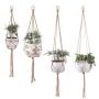 Flosky 4pcs Braided Macrame Plant Hanger Hanging Basket Flowerpot Holder Garden Decor