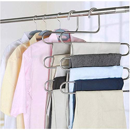 5pcs 5 Layers S Shape Multifunctional Clothes Hangers Pants Storage Hangers Cloth Rack Multilayer Storage Cloth Hanger