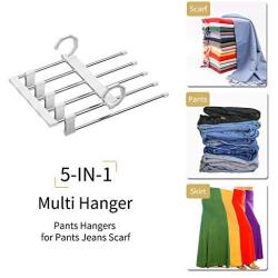 Vitalome Pants Hangers Space Saving Stainless Steel Trousers Hangers S-Shape Clothes Hangers Open Ended Closet Organizer for Pants Jeans Scarf (White, 1 Pack)