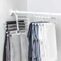 Bluefringe Pants Hangers Space Saving - 5 Layers Stainless Steel Multi Trouser Hangers Rack for Pants Slack Jeans Towel Scarf Ties Belts Clothes Storage (1 Pcs)