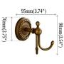 Kelelife Robe Hook Antique Brass Double Towel Hook, Wall Mounted Coat Clothes Hanger with Braiding Carvings for Wardrobe Bathroom Bedroom, Vintage Style