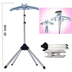 Exttlliy Garment & Drying Rack Garment Hanger/Drying Rack/Handheld Clothes Steamer Holder Ironing Steamer Bracket Telescopic Folding Hanger (Black)