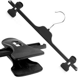 HANGERWORLD 25 Black 15inch Plastic Coat Clothes Garment Pants Skirt Hangers Adjustable Clips