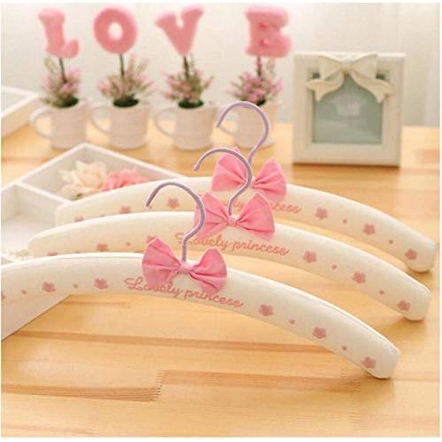 10 Pcs Pink Purple Fabric Padded Clothes Hanger for Shirt Dress, Lovely Princess Flower Bow-tie Wedding Dress Hanger Rack Random Color