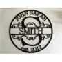 Personalized Family Last Name Sign Initial Split Letter Wreath Wedding Gift Custom First Names Est Year Established Sign Monogram Door Hanger Wall Decor Housewarming Gift for Couple Acrylic Wood Metal