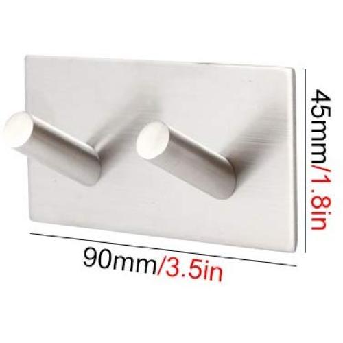 co.opmart Accessories 3M Self Adhesive Wall Door Back Hooks Heavy Duty Stainless Steel Clothes Hanger Bathroom Kitchen Towel Rustproof Hook (B)