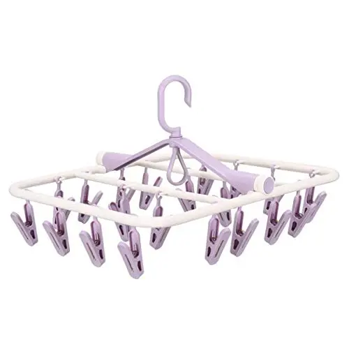 Piokikio 20 Clips Folding Clothes Hanger Dryer Windproof Socks Underwear Drying Rack