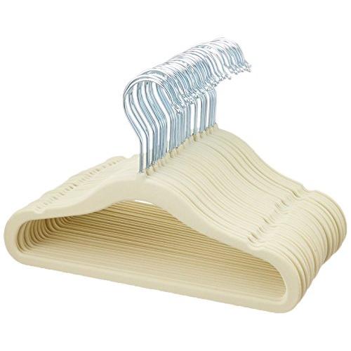 AmazonBasics Kids Velvet Non-Slip Clothes Hangers, 30-Pack, Beige