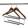 2 Quality Tow-Tone Wooden Suit Hangers with Velvet Pants Bar Smooth Finish Solid Wood Coat Hanger with 360° Swivel Hook - Camisole, Jacket, Pant, Dress Clothes Hangers (Retro, 2)