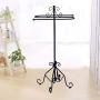 Free-Standing Metal Coat Rack, Towel Rack Holder, Hand Bath Towel Stand, Bathroom Bedroom Clothes Hanger, Heavy Duty Base, 33×33×98cm (Color : Black)