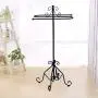Free-Standing Metal Coat Rack, Towel Rack Holder, Hand Bath Towel Stand, Bathroom Bedroom Clothes Hanger, Heavy Duty Base, 33×33×98cm (Color : Black)