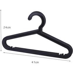 SAASNY Plastic Hangers Standard Hangers,20 Black 41cm Plastic All Purpose Coat Clothes Garment Trouser Skirt Bar Hangers Loop Hooks. for Drying and Storage