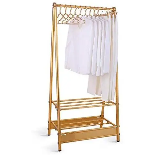 MEIDUO Garment Rack Aluminum Alloy Coat Organizer with Clothes Hanger and Storage Shelves (Color : Gold) MEIDUO Garment Rack Aluminum Alloy Coat Organizer with Clothes Hanger and Storage Shelves (Color : Gold)