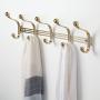 mDesign Decorative Over Door or Wall Mount 10 Hook Metal Storage Organizer Rack for Coats, Hoodies, Hats, Scarves, Purses, Leashes, Bath Towels & Robes - Soft Brass