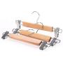 10pcs Durable Skirt Practical Anti Slip Laundry Clothes Hanger Pants Home Anti-Rust Natural Slack with Clips Wooden Adjustable