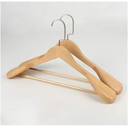 5pcs Random Color Wood Hangers for Clothes High-Grade Wide Shoulder Wooden Coat Hangers - Solid Wood Suit Hanger