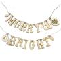 ADORNit DIY Wood Swag Banner Hanger - Word Text (Merry and Bright)