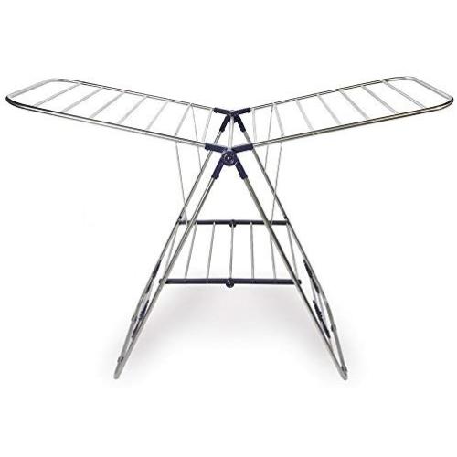 CRESNEL Stainless Steel Clothes Drying Rack ? Adjustable Gullwing and Foldable for Easy Storage ? Rust-Proof for Indoor and Outdoor Use