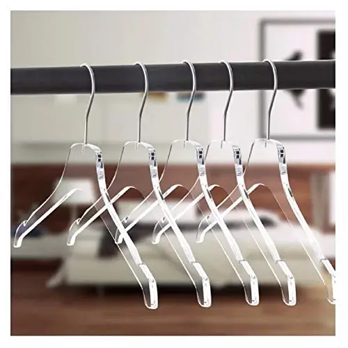 5pcs 43cm length Quality Acrylic Clear Hangers, Made of Clear Acrylic for a Luxurious Look and Feel with Swivel Hook (Shirt)