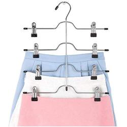 DNJKSA Layers Stainless Steel Multifunctional Clothes Hangers Pants Storage Hangers Cloth Rack Multilayer Storage Cloth Hanger(5 Pieces/Lot)(Random Color)