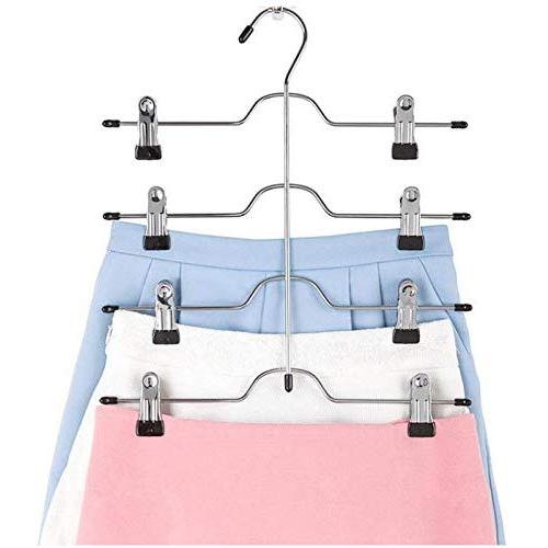 DNJKSA Layers Stainless Steel Multifunctional Clothes Hangers Pants Storage Hangers Cloth Rack Multilayer Storage Cloth Hanger(5 Pieces/Lot)(Random Color)