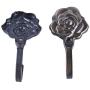 Sevenfly 2 Pcs Rose Pattern Metal Shower Curtain Hooks Wall Decorative Clothes Coat Hat Home Storage Hangers(Bronze)