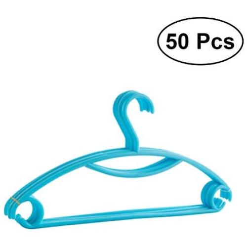 TINKSKY 50PCS Anti-Skid Non-Slip Garment Clothes Hangers Heavy Duty Suit Hanger Drying Laundry Hooks Closet Space Saving Oraganizer Racks (Blue)