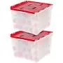 IRIS USA, Inc. WL-60 Holiday Ornament Storage Box, 2 Pack, Pearl/Red IRIS USA, Inc. WL-60 Holiday Ornament Storage Box, 2 Pack, Pearl/Red