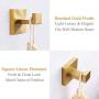 Bath Towel Hook, Aomasi SUS304 Stainless Steel Square Robe Hook Utility Coat Clothes Hanger for Bathroom Kitchen Home Storage Wall Mount, Brushed Gold
