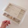 HerFav Jewelry Boxes for Women with 3 Drawers, Velvet Jewelry Organizer for Earring Bangle Bracelet Necklace and Rings Storage Clear Acrylic Jewelry case