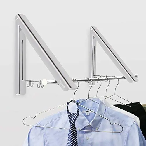 Becko Wall Mounted Clothes Hanger Aluminum Folding Drying Coat Racks Home Storage Organiser 2 Packs Becko Wall Mounted Clothes Hanger Aluminum Folding Drying Coat Racks Home Storage Organiser 2 Packs