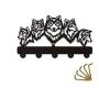 ANMY Wildlife Wolf Decorative Wooden Wall Hanger Wolf Family Clothes Wall Hooks Coat Rack Keys Holder Organizer Hook,Black